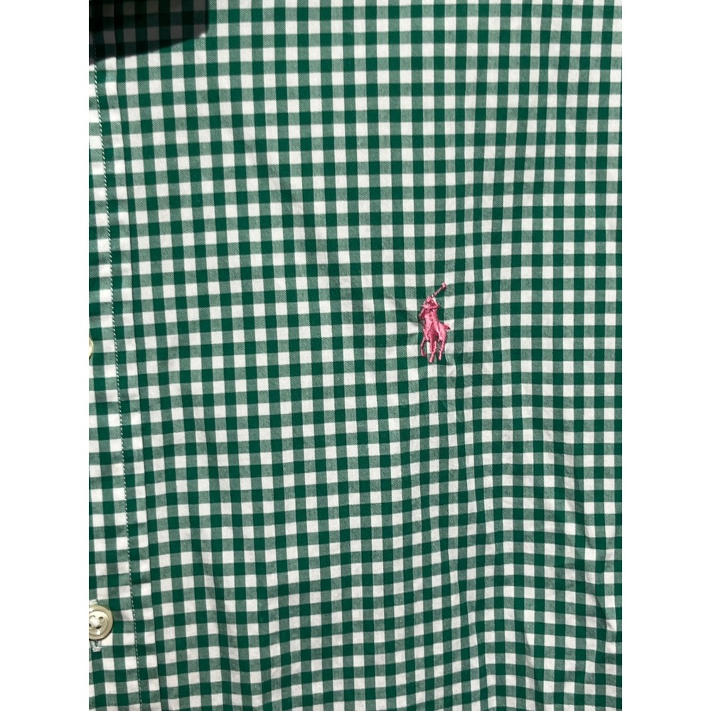 Ralph Lauren Mens XXL Classic Fit Green Gingham Short Sleeve Button Down Shirt - Picture 5 of 10